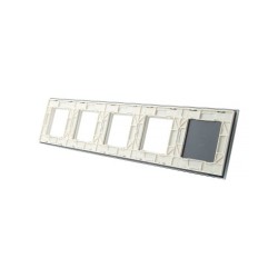 Penkių vietų LIVOLO stiklo panelė 701GGGG-61 (1+4xRėmelis) Balta