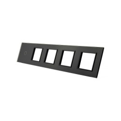 Penkių vietų LIVOLO stiklo panelė 701GGGG-62 (1+4xRėmelis) Juoda