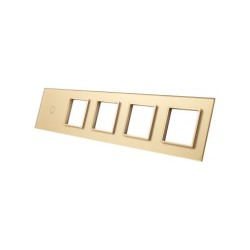 Penkių vietų LIVOLO stiklo panelė 701GGGG-63 (1+4xRėmelis) Aukso