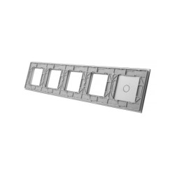Penkių vietų LIVOLO stiklo panelė 701GGGG-63 (1+4xRėmelis) Pilka