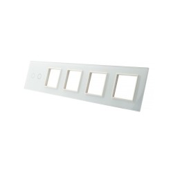 Penkių vietų LIVOLO stiklo panelė 702GGGG-61 (2+4xRėmelis) Balta