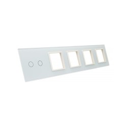 Penkių vietų LIVOLO stiklo panelė 702GGGG-61 (2+4xRėmelis) Balta