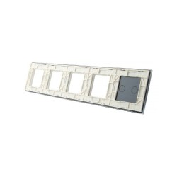 Penkių vietų LIVOLO stiklo panelė 702GGGG-61 (2+4xRėmelis) Balta