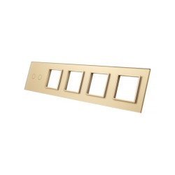 Penkių vietų LIVOLO stiklo panelė 702GGGG-63 (2+4xRėmelis) Aukso