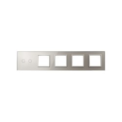 Penkių vietų LIVOLO stiklo panelė 702GGGG-63 (2+4xRėmelis) Pilka