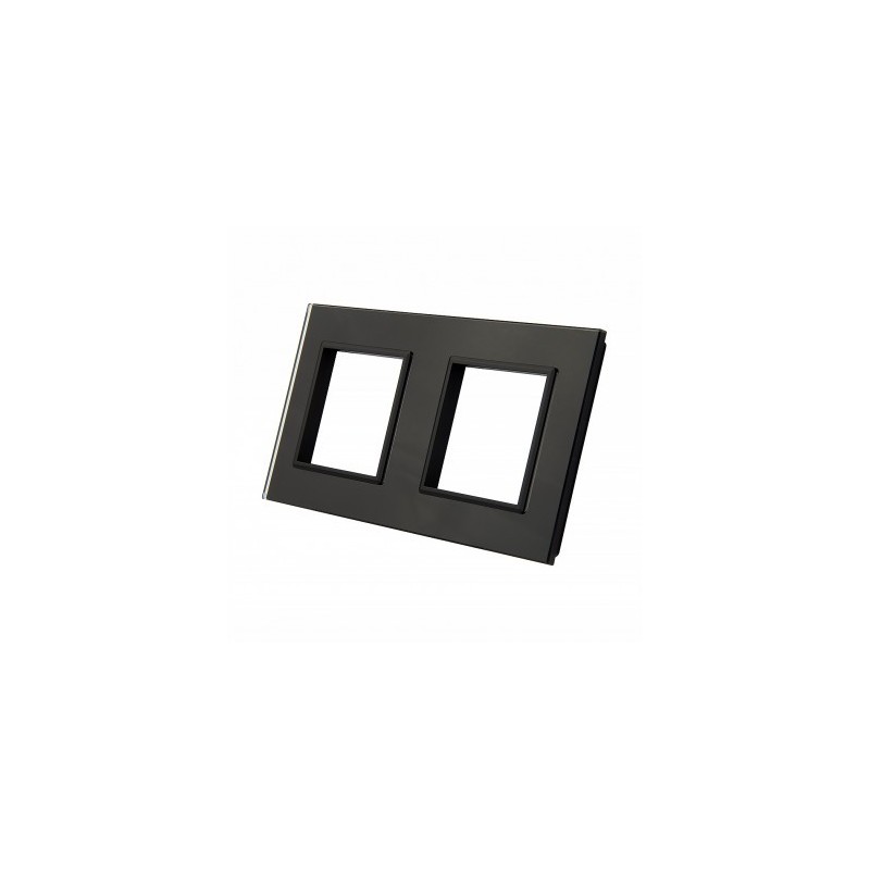 Dviejų vietų LIVOLO stiklo panelė GPF-2-62 (2xRėmelis) Juoda