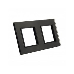 Dviejų vietų LIVOLO stiklo panelė GPF-2-62 (2xRėmelis) Juoda