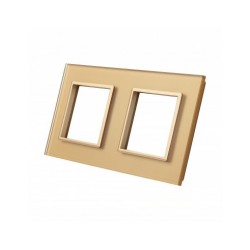 Dviejų vietų LIVOLO stiklo panelė GPF-2-63 (2xRėmelis) Aukso
