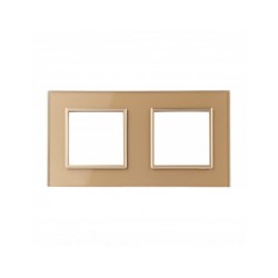 Dviejų vietų LIVOLO stiklo panelė GPF-2-63 (2xRėmelis) Aukso