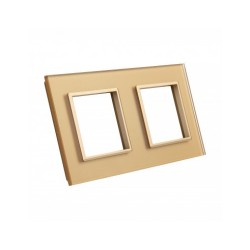 Dviejų vietų LIVOLO stiklo panelė GPF-2-63 (2xRėmelis) Aukso