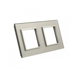 Dviejų vietų LIVOLO stiklo panelė GPF-2-64 (2xRėmelis) Pilka