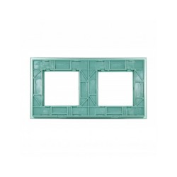 Dviejų vietų LIVOLO stiklo panelė GPF-2-68 (2xRėmelis) Žalia