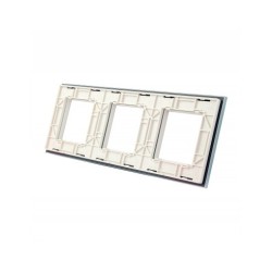 Trijų vietų LIVOLO stiklo panelė GPF-3-61 (3xRėmelis) Balta