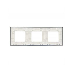 Trijų vietų LIVOLO stiklo panelė GPF-3-61 (3xRėmelis) Balta