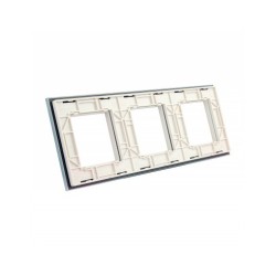 Trijų vietų LIVOLO stiklo panelė GPF-3-61 (3xRėmelis) Balta