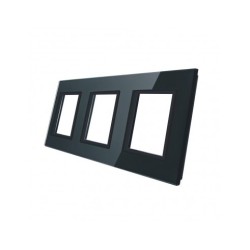 Trijų vietų LIVOLO stiklo panelė GPF-3-62 (3xRėmelis) Juoda