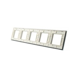 Penkių vietų LIVOLO stiklo panelė GPF-5-61 (5xRėmelis) Balta