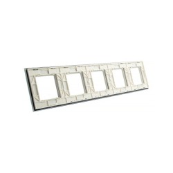 Penkių vietų LIVOLO stiklo panelė GPF-5-61 (5xRėmelis) Balta