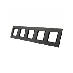 Penkių vietų LIVOLO stiklo panelė GPF-5-62 (5xRėmelis) Juoda