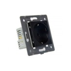 Kištukinis lizdas + USB-C įkroviklis 18W LIVOLO Schuko 16A su greitomis jungtimis - Juoda