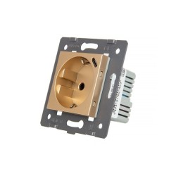 Kištukinis lizdas + USB-C įkroviklis 18W LIVOLO Schuko 16A su greitomis jungtimis - Aukso