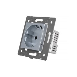 Kištukinis lizdas + USB-C įkroviklis 18W LIVOLO Schuko 16A su greitomis jungtimis - Pilka