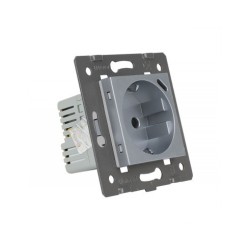 Kištukinis lizdas + USB-C įkroviklis 18W LIVOLO Schuko 16A su greitomis jungtimis - Pilka