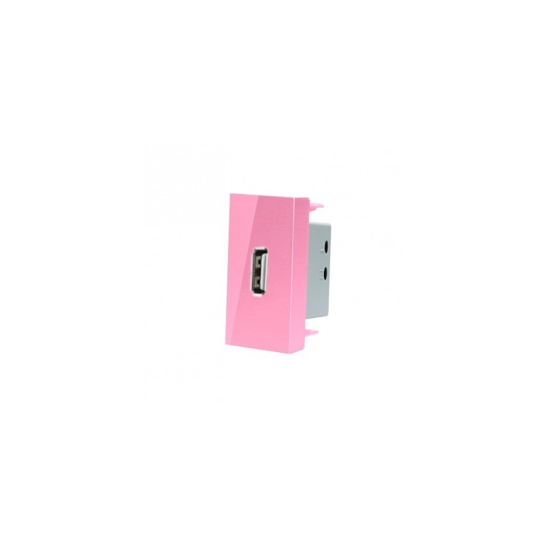 LIVOLO USB-A įkroviklis 5V 2.1A (užima pusė rėmelio) -Rožinė