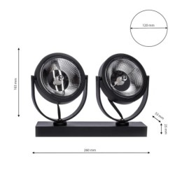 Lubinis šviestuvas LUGAR BLACK 2xAR111 GU10