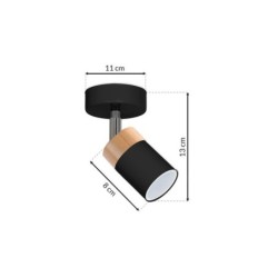 Sieninis šviestuvas JOKER BLACK/WOOD 1xGU10