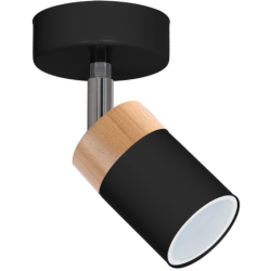 Sieninis šviestuvas JOKER BLACK/WOOD 1xGU10