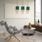 Pakabinamas šviestuvas ALMERIA GREEN/GOLD 3xE27