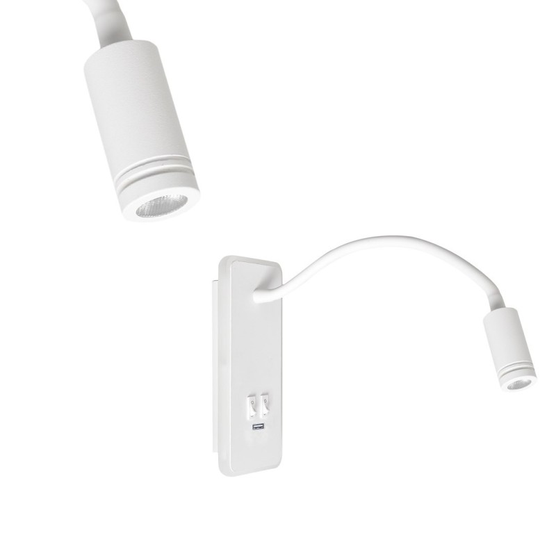 Sieninis šviestuvas BASE 8W+2W WHITE
