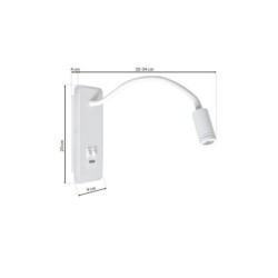 Sieninis šviestuvas BASE 8W+2W WHITE
