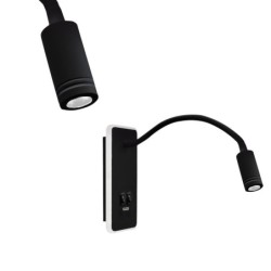 Sieninis šviestuvas BASE 8W+2W BLACK
