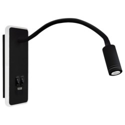 Sieninis šviestuvas BASE 8W+2W BLACK