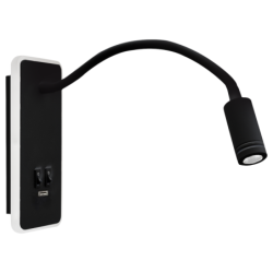 Sieninis šviestuvas BASE 8W+2W BLACK