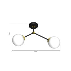 Lubinis šviestuvas JOY BLACK / GOLD 2xE14