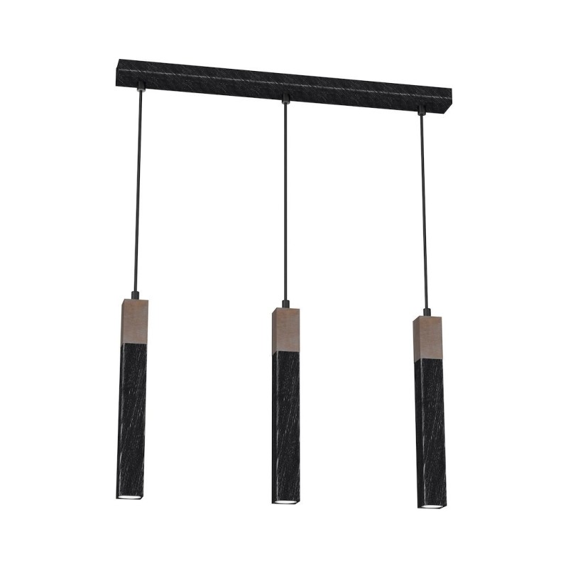 Pakabinamas šviestuvas SOLO SAWN BLACK / PATINATED WOOD 3x mini GU10