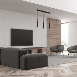 Pakabinamas šviestuvas SOLO SAWN BLACK / PATINATED WOOD 3x mini GU10