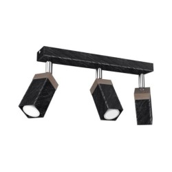 Lubinis šviestuvas SOLO SAWN BLACK / PATINATED WOOD 3x mini GU10