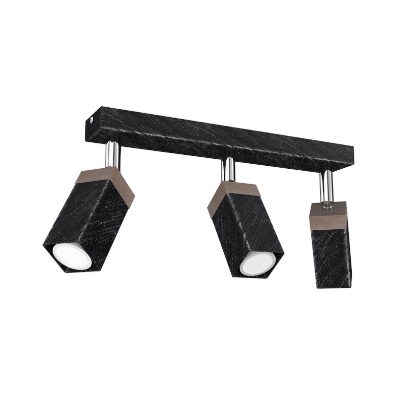 Lubinis šviestuvas SOLO SAWN BLACK / PATINATED WOOD 3x mini GU10