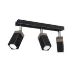 Lubinis šviestuvas SOLO SAWN BLACK / PATINATED WOOD 3x mini GU10