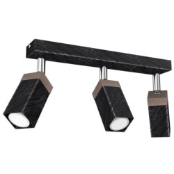 Lubinis šviestuvas SOLO SAWN BLACK / PATINATED WOOD 3x mini GU10