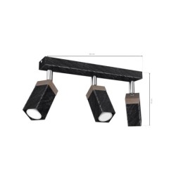 Lubinis šviestuvas SOLO SAWN BLACK / PATINATED WOOD 3x mini GU10