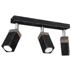 Lubinis šviestuvas SOLO SAWN BLACK / PATINATED WOOD 3x mini GU10