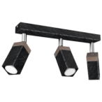 Lubinis šviestuvas SOLO SAWN BLACK / PATINATED WOOD 3x mini GU10