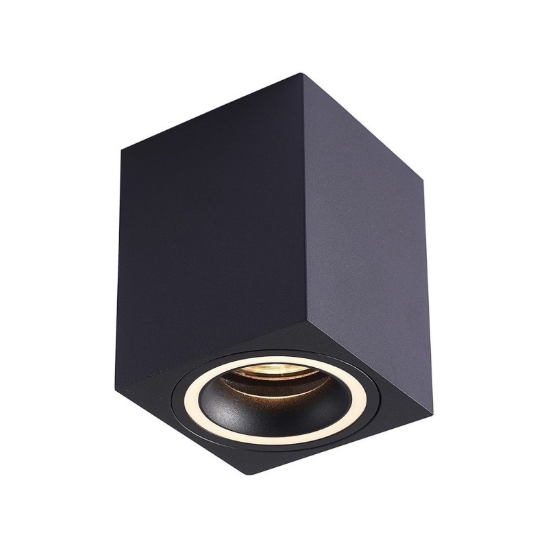 Paviršinio montavimo lubinis šviestuvas BIM Ring Square Black 1xGU10