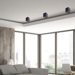 Paviršinio montavimo lubinis šviestuvas BIM Ring Square Black 1xGU10