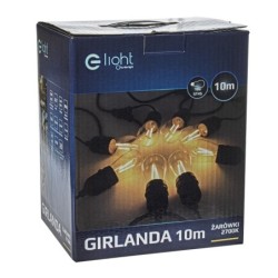 Girlianda 10 metrų su filamentinėmis LED lemputėmis 10xE27 (LED1.5W)